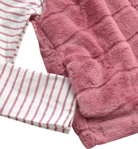 Image of DKNY Girls' Vest Set - 3 Piece Button Down Quilted Puffer Vest Long Sleeve Shirt and Flare Leggings Set (Sizes: 2T-6X)