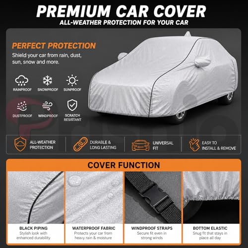 Image of Waterproof Car Cover for Renault Duster | Dustproof, UV Resistant & Scratch Protection | Soft Cotton Lining | Triple Stitched | Mirror Pockets & Elastic Fit | Silver