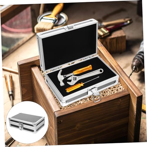 Garneck Mini Silver Briefcase - Portable Aluminum Tool Case - 42 Inch Small Briefcase for Travel Storage & Organization Durable Carrying Case for Tools Cosmetics Instruments Black2