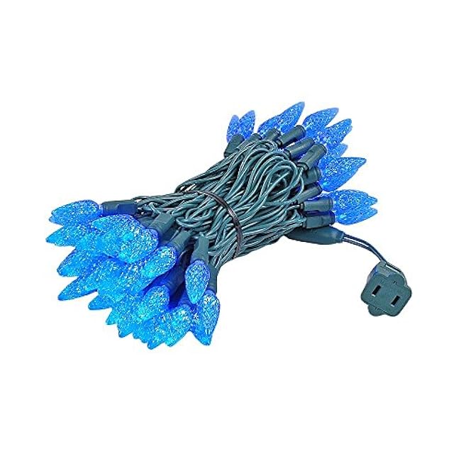 Novelty Lights 24FT 70 LED C6 LED Christmas String Lights, Outdoor Christmas Tree Commercial Grade LED String Lights, Permanent Christmas Lights Outdoor Tree Decorations Outdoor (Blue/Orange)