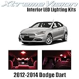XtremeVision Interior LED for Dodge Dart 2012-2014 (6 Pieces) Red Interior LED Kit + Installation Tool