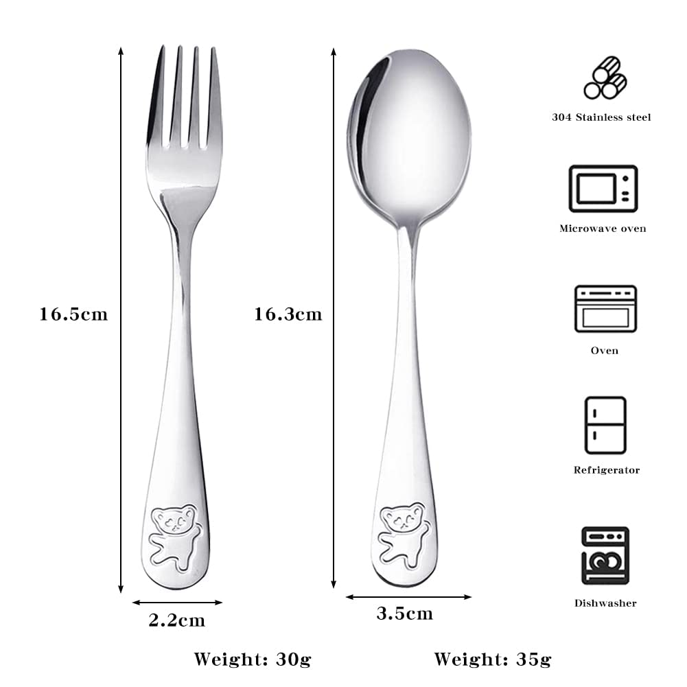 Set Di 6 Forchette Autoalimentanti Per Bambini - Acciaio Inox Con Manico Rotondo - 2-5 Anni - 3