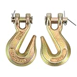 FGJQEFG 3/8 Inch 2Pcs Clevis Grab Hooks Grade 70 Chain Hook 7500 Lbs Working Load Limit for Trailer Truck Transport, Yellow Zinc Finish
