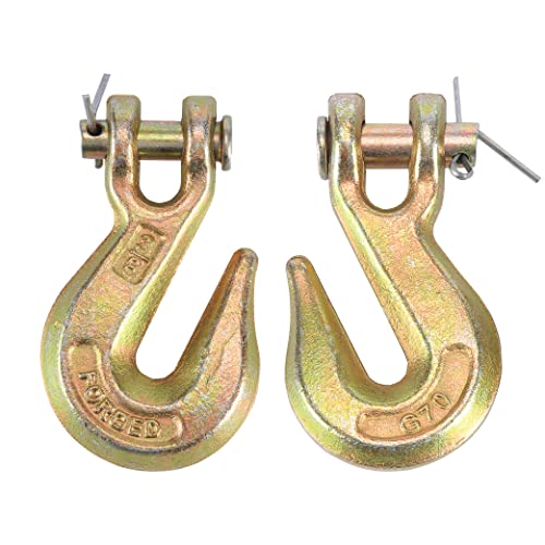 FGJQEFG 3/8 Inch 2Pcs Clevis Grab Hooks Grade 70 Chain Hook 7500 Lbs Working Load Limit for Trailer Truck Transport Yellow Zinc Finish