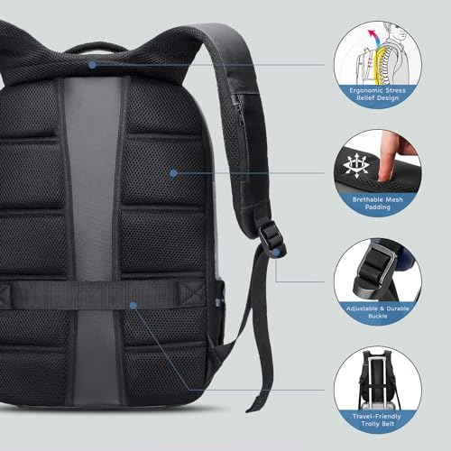 Image of AirCase Laptop bag Anti Theft Backpack for Office College & Travel fits upto 15.6 inch Laptop /Macbook, water resistant, Durable, Multi-Pockets, 180 open (Black)- 1 Yr warranty