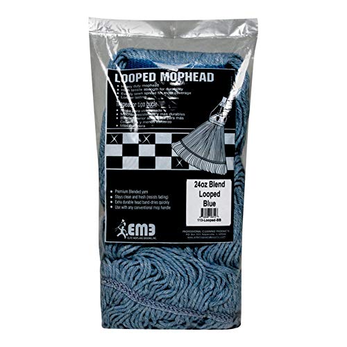 Lanier Looped Mop Head Cotton Cotton/Synthetic Blend Yarn Large Blue Bagged