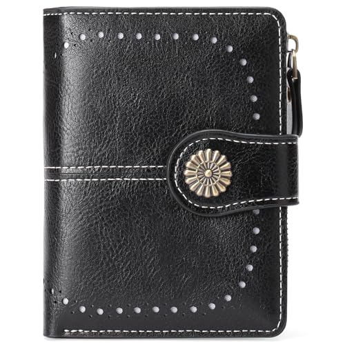 Small Wallet for Women Bifold Credit Card Holder RFID Blocking with Zipper Pocket