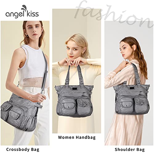 Image of Angelkiss Purses Handbags for Women PU Tote Satchel Bags for Women Pockets Shoulder Bags | PU
