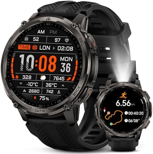 KOSPET Tank T4C Smart Watch for Men with LED Flashlight, 1.5” AMO...