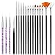 Hanyousheng 18 Stück Nagel Pinsel Set, Nageldesign-Stifte Brush, Profi Acryl Nail Art Pinsel Set, für Gelnägel UV-Gel Nageldesign Nail Art(Schwarz, Lila)