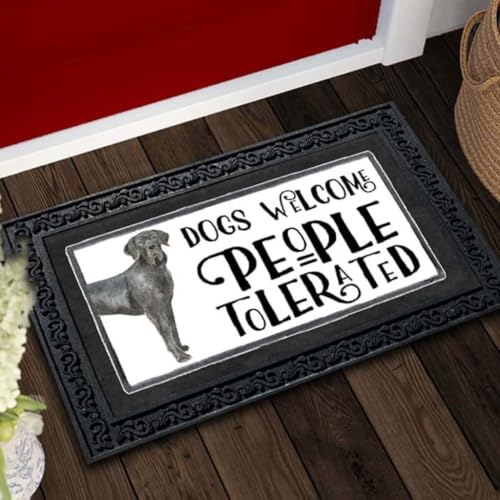 Felpudo Entrada casa Felpudo con la Frase Se admiten Perros, se toleran Personas y la Imagen de un Gran danés.