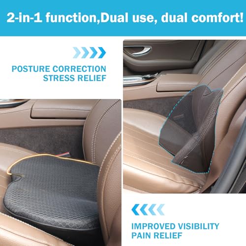 BOUFEIDA Keilkissen Autositz Sitzkeilkissen Auto, Sitzkissen Orthopädisch Schwarz, Ergonomisches Sitzkissen für Auto sitzkissen Auto Sitzkeilkissen, Keilkissen Auto für Bürostuhl, Pkw und LKW