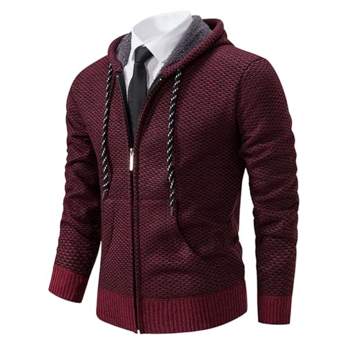 Pull à capuche style manteau d'hiver décontracté avec cardigan tricoté pour homme