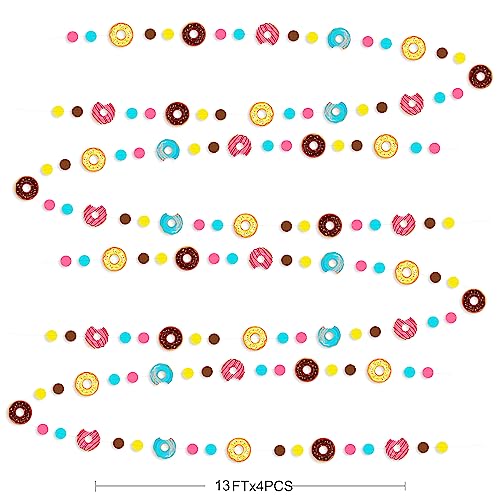 Image of pinkblume Donut Party Decorations Polka Dot Sweet Doughnut Garland Streamer Banner Cutouts for Birthday Baby Shower Wedding Bridal Shower Anniversary Engagement Party Decorations Supplies