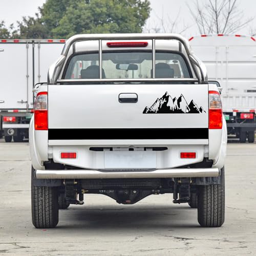 Image of RUIANTE Truck Tailgate Wraps Stickers Decals Pickup Tailgates Car Rear Gate Decals Mountain Pattern Graphics Vinyl Stickers Car Decals Long Stipe for Car Pickups Trucks Trunk (2PC Black)