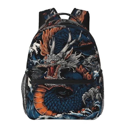 Cool Dragon Backpack for Men Women,Casual Travel Hiking Camping Backpacks Lightweight Bookbag