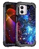 Miqala for Moto G Power 5G 2024 Case,Glow in The Dark Three Layer Heavy Duty Shockproof Full Body Protection Hard Plastic Bumper+Soft Silicone Protective Case for Motorola Moto G Power 5G 2024,Blue
