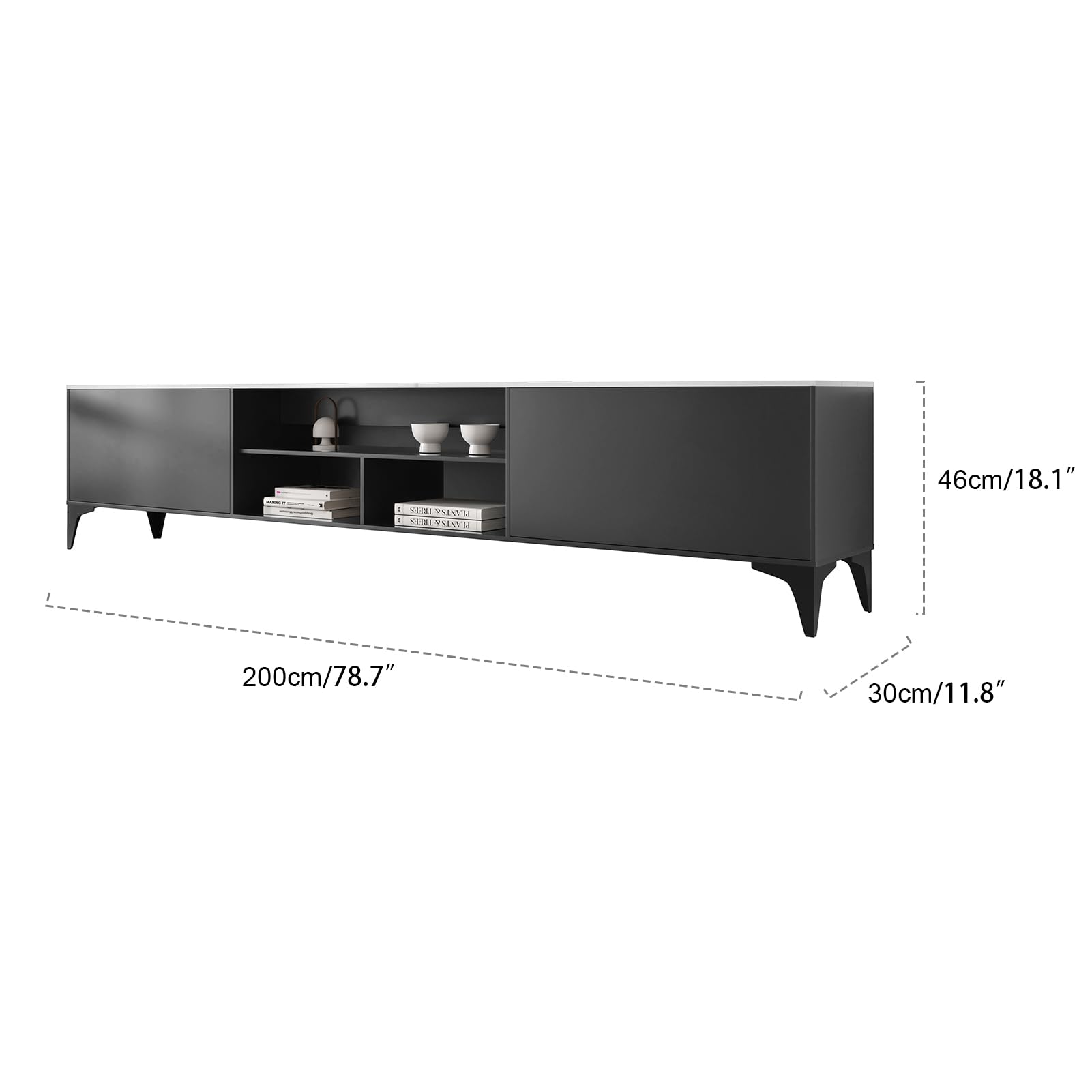 TV-Ständer, moderner TV-Ständer mit Stauraum für 60-75 Zoll Fernseher, Entertainment Center mit 2 Schubladen und offenen Regalen, TV-Konsole für Wohnzimmer, Schlafzimmer, Media-Einheit mit