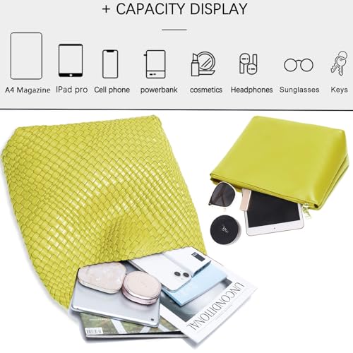Image of JINMANXUE Woven Tote Bag for Women, Fashion Hobo Handbag, Travel Top-handle Shoulder Bag, Beach Underarm Bag with Purse