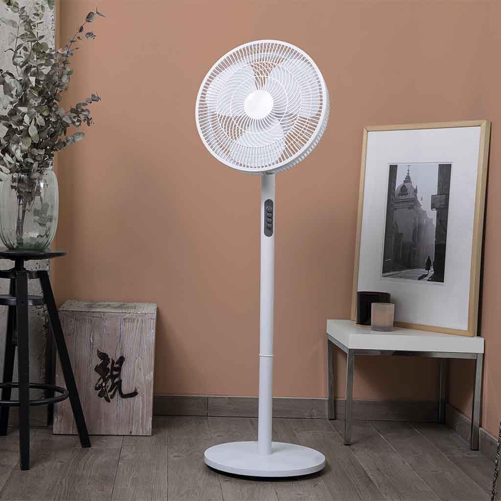 JATA JVVP3061 - Ventilador de Pie 50 W, Ventilador Oscilante Silencioso 40 cm, 3 Velocidades, Altura Regulable 1,25 m, Gran Caudal de Aire 2663 m³/h, para Hogar y Dormitorio