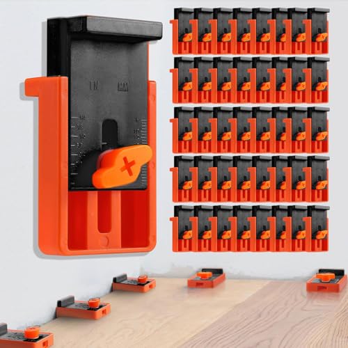 M MEEPO 40-Pack Upgraded Flooring Spacers 1/4 to 1 (6-25mm) Adjustable Gap Stable Wide-Base Design Never Slip or Fall Professional Laminate Wood & Vinyl Plank Flooring Tools for DIY Installation