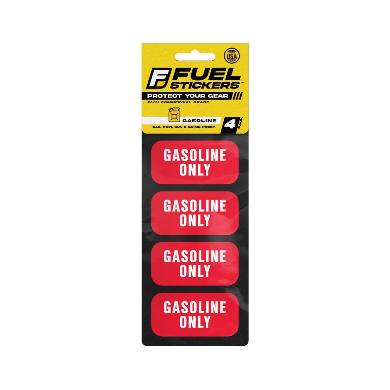 Gasoline Only Sticker, Gas Labels for Fuel Cans, Mowers, Boats, Outdoor Power Equipment - Weather Proof, Extreme Stick, Commercial Grade Labelss by Fuel Stickers - USA Made (2x1 inch), 40 Labels