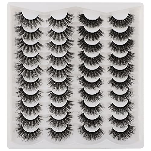 ALPHONSE False Eyelashes 3D Faux Mink Lashes 20 pairs Fluffy Volume Fake Eyelashes 19-20MM Long Thick Eye Lashes Pack 4 Styles