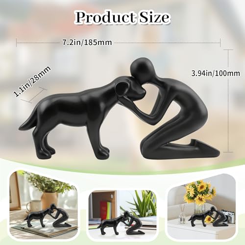 Lovin Product Hund & Ich Statue – Schwarze Skulptur Deko für Zuhause, Niedliches Haustier-Erinnerungsgeschenk für Hundeliebhaber, Figur für Regal, Wohnzimmer, Schlafzimmer, Büro-Schreibtisch