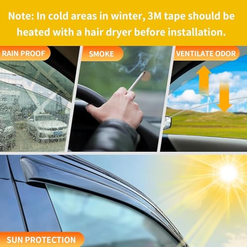 Image of Premium Smoke Car Door Visor Front+Rear Sun /Rain Guard Outside Mount Tape-On Window Visors Compatible with Tata Harrier EV (2025-2026)