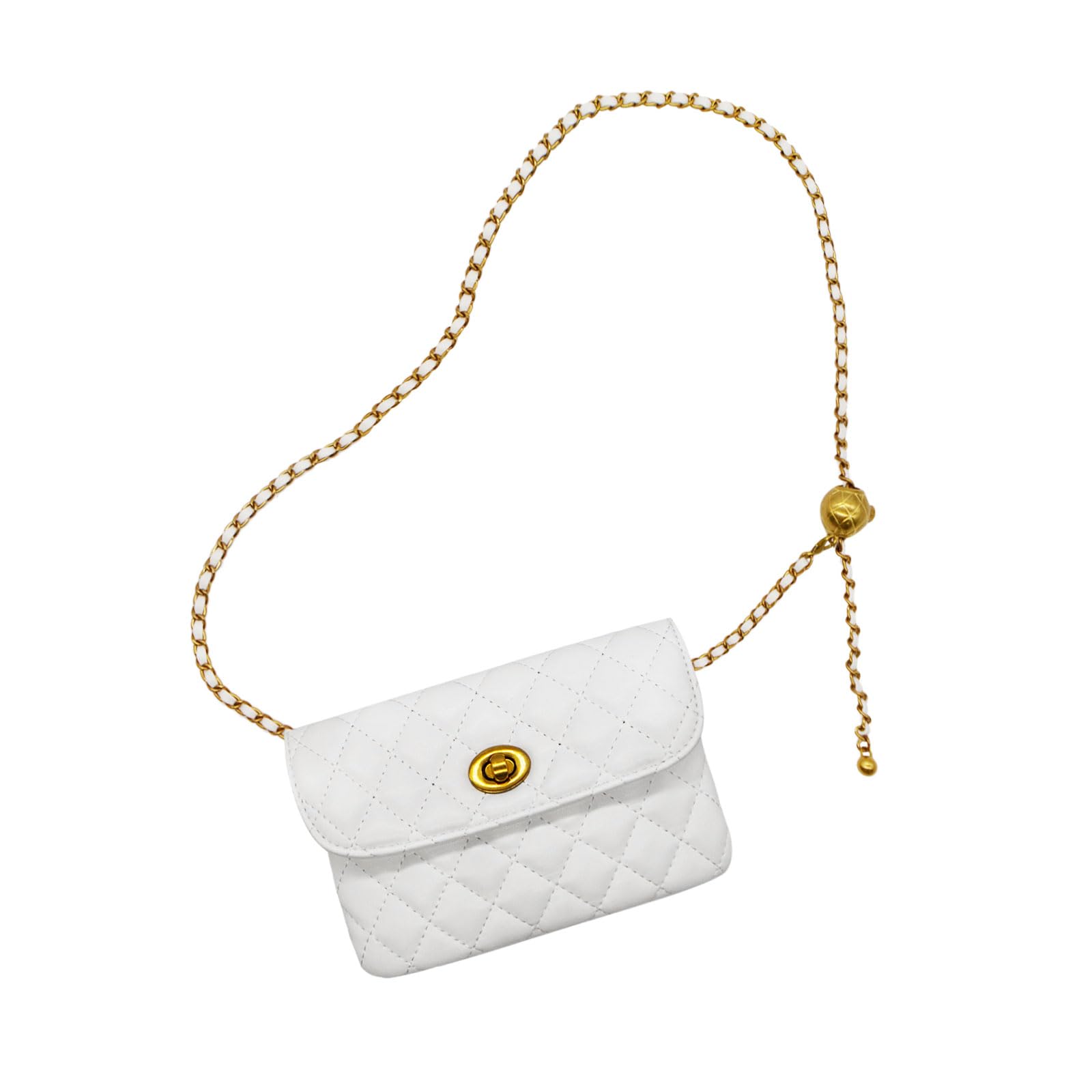 YAMEIZE PU Leather Chain Belt Bag for Women - Crossbody Waist Bag Fanny Pack Detachable Belt Chain Women Evening Mini Handbag