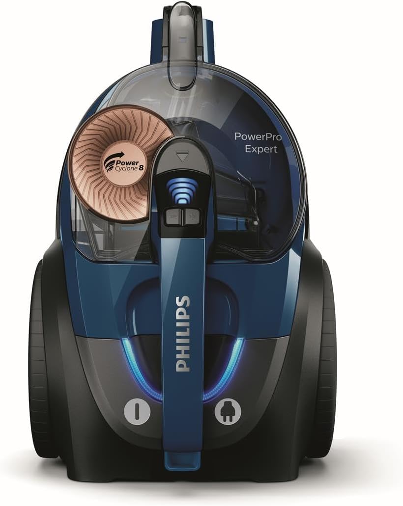 Philips Aspirateur sans Sac Série 7000 - Moteur 900W, Aspiration capturant 99,9% des Particules, Filtration HEPA 13, Brosse Turbo Animaux, PowerCyclone8, Compact, Bleu foncé (FC9745/09)