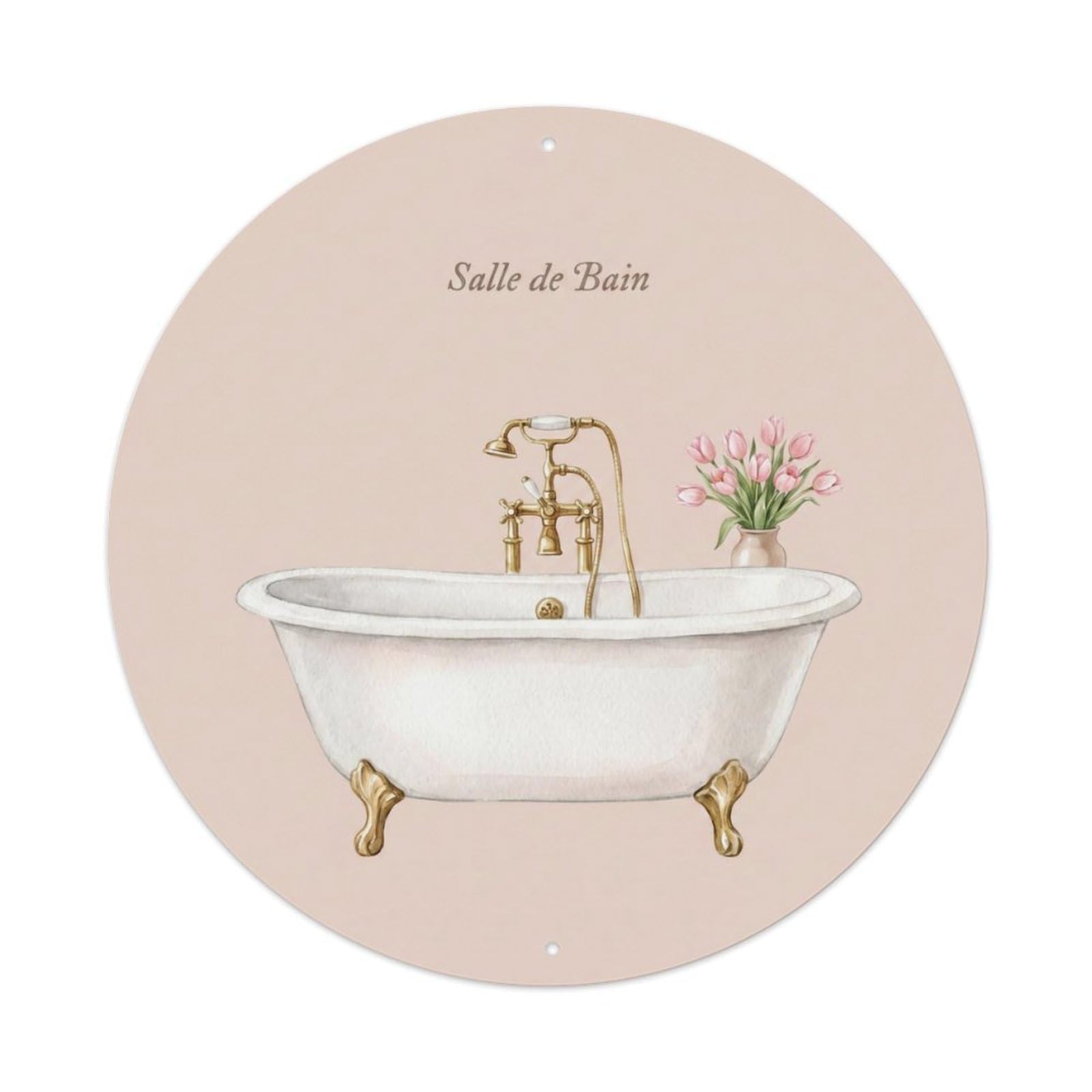 Yrnq Vintage Style Salle Tulip Elegant Spa Bathroom Vintage Metal Tin Sign Plaque Wall Decor For Cafe, Club, Garden Round Metal Poster 8X8inch