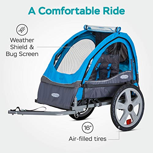 Instep Bike Trailer for Kids, Single and Double Seat, Single Seat, Blue - Thumbnail 2