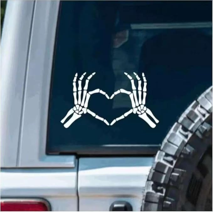 Skull Hand Car Stickers, Skull Hand Decals, Halloween Car Decorations, Funny Skeleton Car Decals, Spooky Bumper Stickers(White)