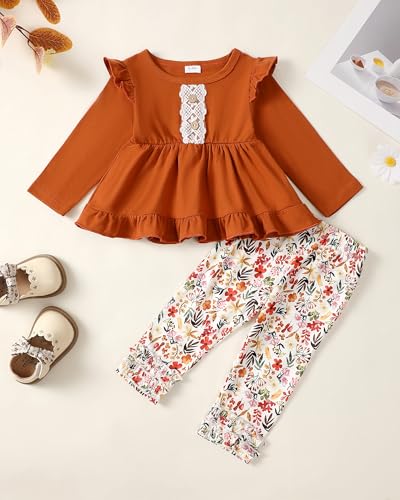 Image of Baby Girl Clothes Infant Toddler Clothes Fall Winter Outfit Clothing Set | Baby Girl Tops Pants Set, Long Sleeve Infant Clothes, Baby Girl Stuff, Toddler Stuff, Girls Clothing Set, Gift