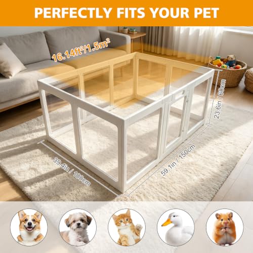 MIIUDGIG Clear Acrylic Dog Playpen with Door, (White, 23.6H, 10 Panesls), Indoor Dog Fence with Safety Lock, Easy Clean Play Pen for Dogs & Pets, Tool-Free Setup, for Puppies & Small Dogs by MIIUDGIG - Used condition - Image 5