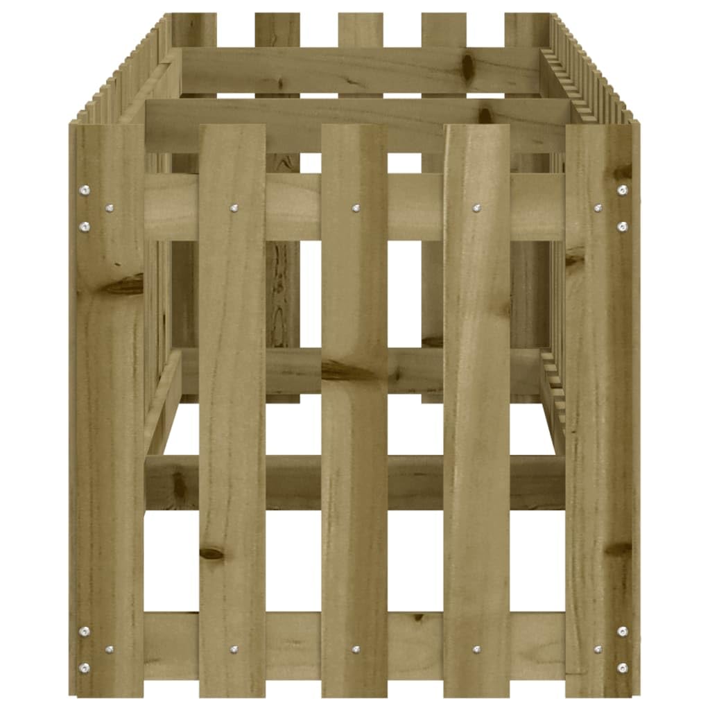 Bancal alto de 200 x 50 x 50 cm de pino a presión, moderno diseño de valla resistente y duradero para balcón, jardín y bancal elevado