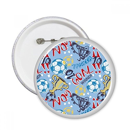 Badge football décoratif bouton rond lot de 5 épingles vêtements multicolores taille S