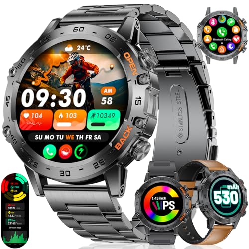 LIGE FV10 Reloj Inteligente Hombre con 530mAh, 1,43'' HD Militar Smartwatch Hombre con...