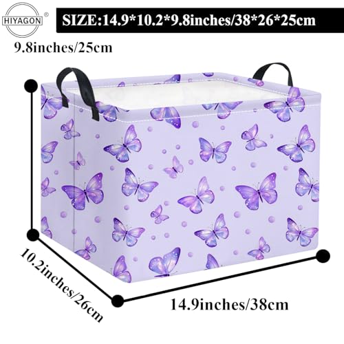 Image of Rectangular Baby Girl Basket Kids Baby Storage Basket Toy Storage Bin Organizer Box Room Decor(Dot Butterfly)
