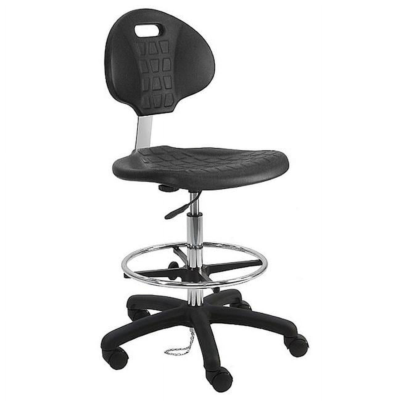 ESD Urethane Polyurethane Stools Chair with 18 in. Adjustable Footring Nylon Base & 17 to 25 in. Height Adjustment Black