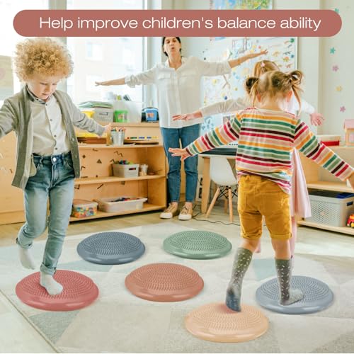 Image of Amylove 6 Pcs Wiggle Seat Inflated Wobble Cushion for Sensory Kid 13 Inch Balance Disc Kids Flexible Seating Exercise Sensory Pad Chair Cushion for Classroom Office School(Boho)