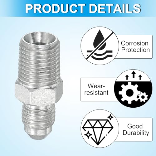 Image of PATIKIL Pipe Adapter Connector 7 /16 inch Male 74 Flare JIC x 1 /4 inch Male R Pipe Fitting Oil Feed Restrictor Fitting Hydraulic Connector for Oil Steam Water Pipelines System