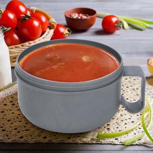 Image of 28 oz Soup Bowl with Handles, Microwave Ramen Bowl with Lid for Soup and Instant Noodles,Oatmeal, Gumbo, Salad,BPA Free (Rock Grey)