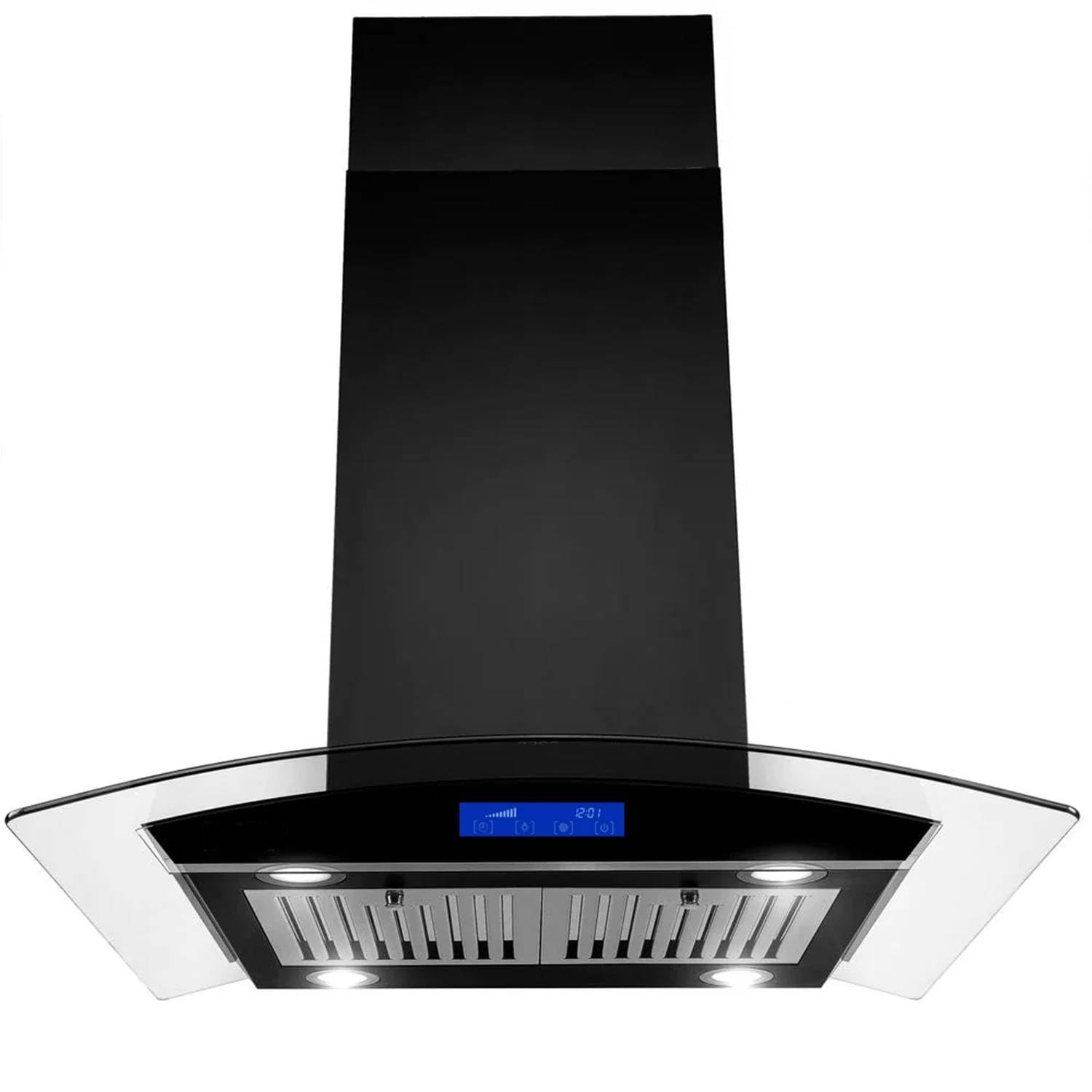 ‚Powerful 700 CFM Island Mount Range Hood with Touch Panel Controls LED Lights & Permanent Filters - 36 Inch Kitchen Ventilation