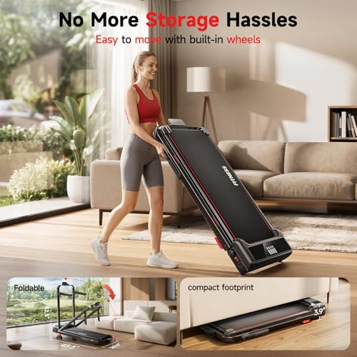 Image of RHYTHM FUN 13% Incline Walking Pad Treadmill, 6.2MPH Foldable Walking Pad with Handle Bar, Under Desk Treadmills for Home Office, 300 LBS Capacity