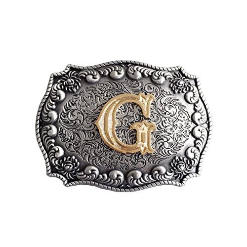Plata antigua con hebilla de cinturón de letra G chapado en oro también stock en CA Cover