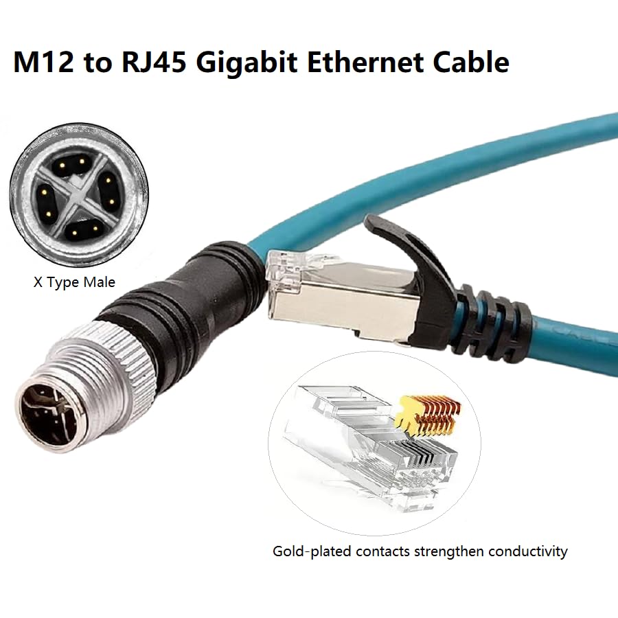 M12 X-code To RJ45 Cable SZRMCC - 2m Cat6A Shielded Ethernet
