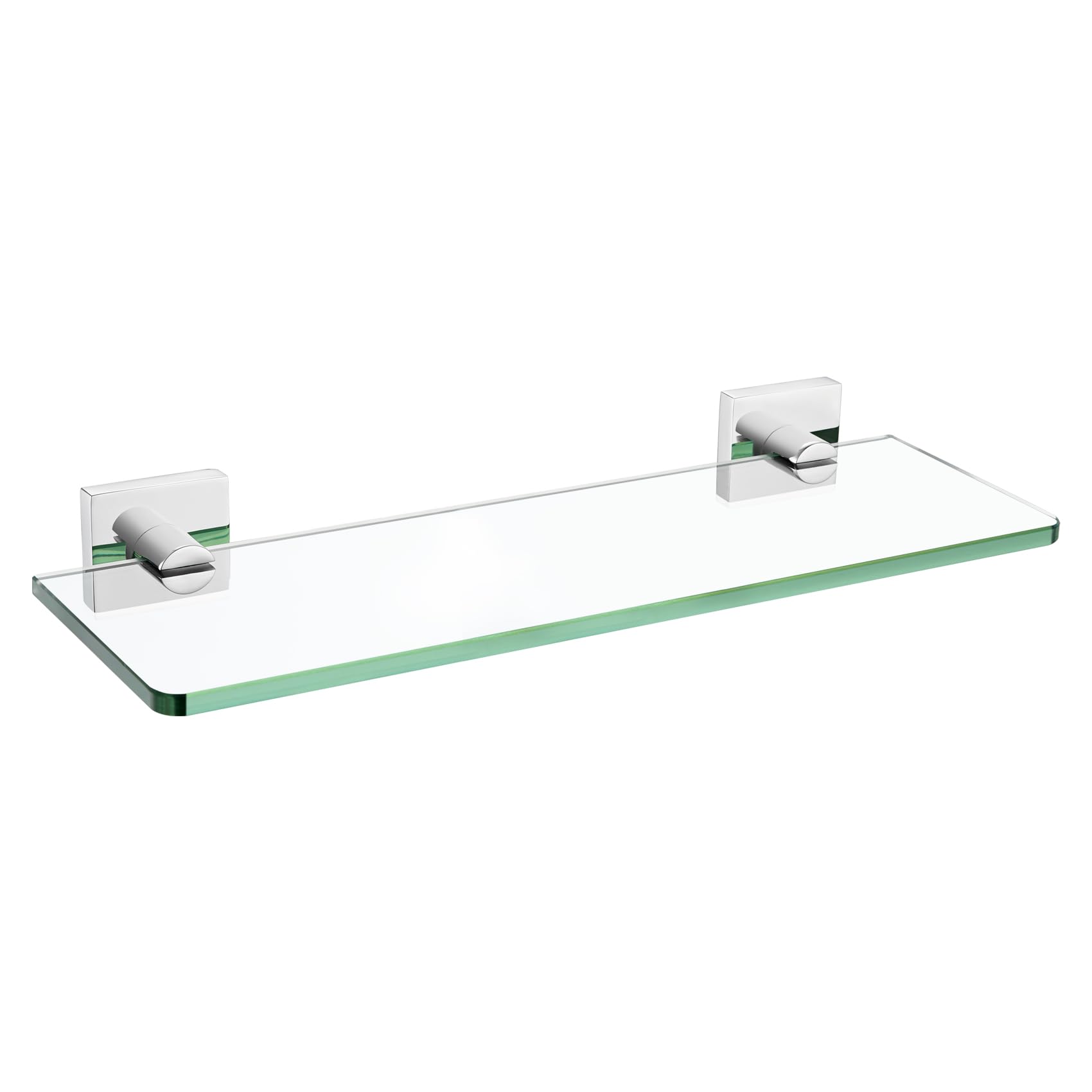 KOKOSIRI Floating Glass Shelf Bathroom Shelves Wall Mount 16-Inch Hanging Rack for Shower Storage Home Decor, Polished Stainless Steel B1107CH-L16