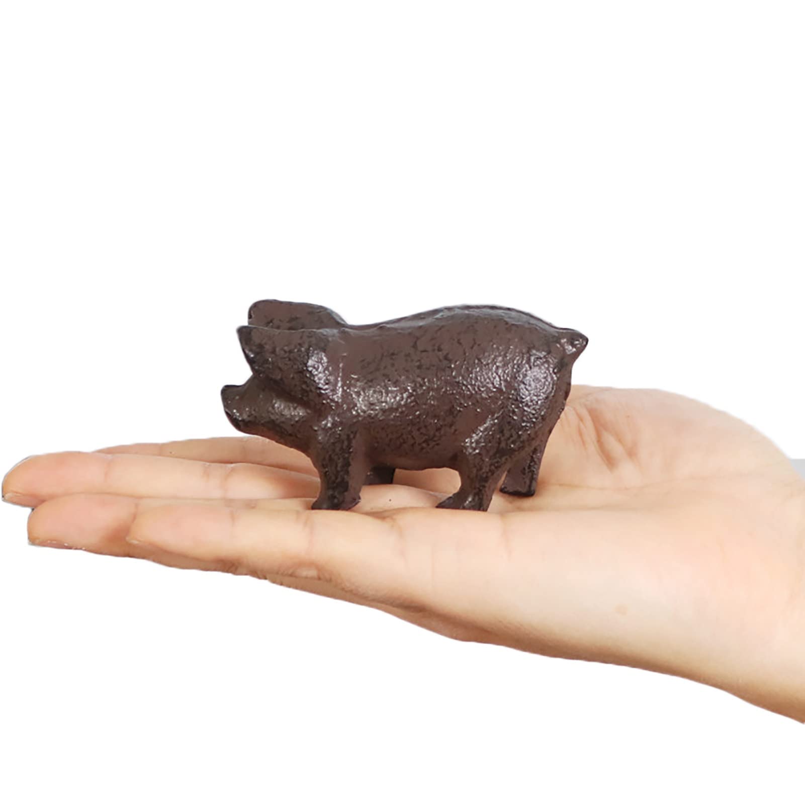 SWDONG Ornament Vintage Cast Iron Piggy Sculpture, Miniature Outdoor Pig Figurines Tabletop Animal Statues for Animal Lovers